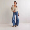 Wide-Leg Jeans with High Waist and Belt Detail