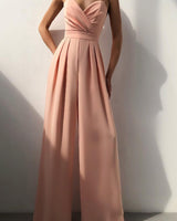 Wide Leg Jumpsuit with Sweetheart Neckline and Pleated Waist