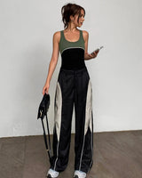 Wide Leg Parachute Trousers with Drawstring Waist