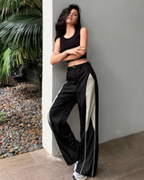 Wide Leg Parachute Trousers with Drawstring Waist