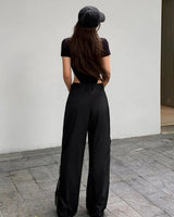 Wide Leg Parachute Trousers with Drawstring Waist