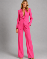 Flat lay of the two-piece tailored set showing both garments together