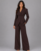 Back view of the three-piece tailored set