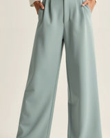 Wide-Leg Trousers with High Waist and Front Pleats