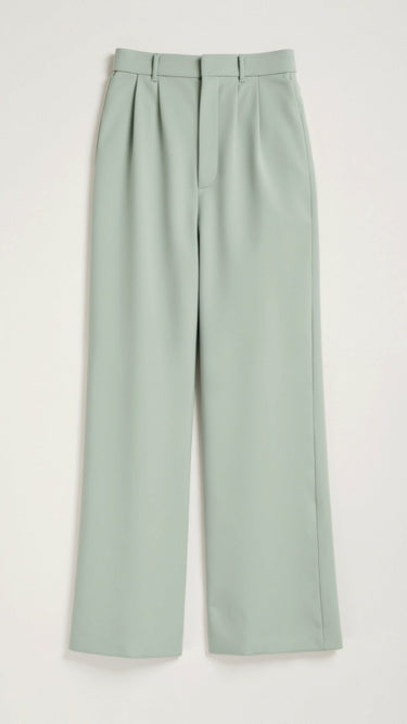 Wide-Leg Trousers with High Waist and Front Pleats