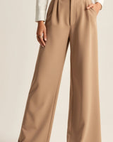 Wide-Leg Trousers with High Waist and Front Pleats