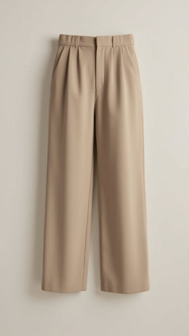 Wide-Leg Trousers with High Waist and Front Pleats