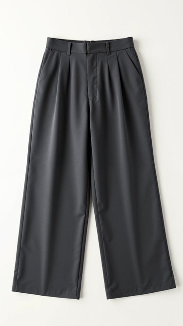 Wide-Leg Trousers with High Waist and Front Pleats