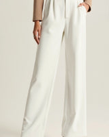 Wide-Leg Trousers with High Waist and Front Pleats