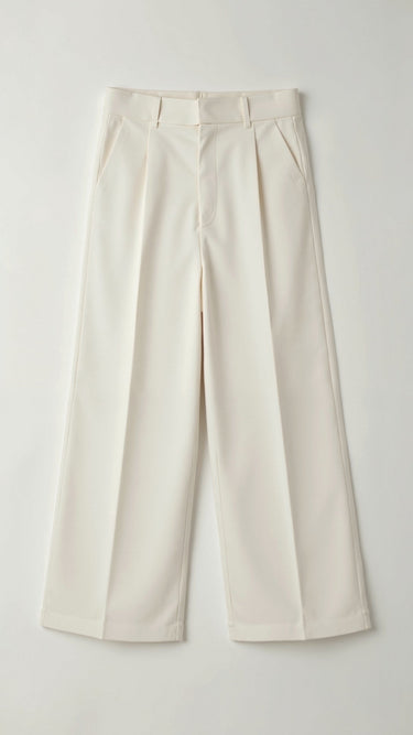 Wide-Leg Trousers with High Waist and Front Pleats