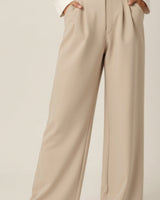 Wide-Leg Trousers with High Waist and Front Pleats