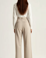 Wide-Leg Trousers with High Waist and Front Pleats