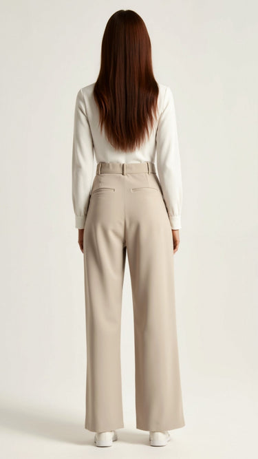 Wide-Leg Trousers with High Waist and Front Pleats