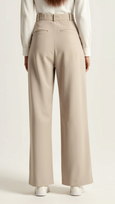 Wide-Leg Trousers with High Waist and Front Pleats