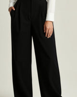 Wide-Leg Trousers with High Waist and Front Pleats