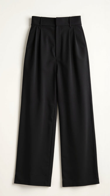 Wide-Leg Trousers with High Waist and Front Pleats
