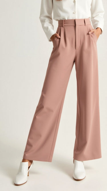 Wide-Leg Trousers with High Waist and Front Pleats