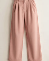 Wide-Leg Trousers with High Waist and Front Pleats