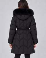 Side view showing the quilted construction and adjustable drawstring waist detail