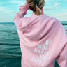 Front view of a women's sherpa fleece pullover hoodie with kangaroo pocket