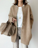 Close-up of the button column on the front of the longline cardigan