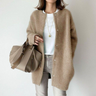 Close-up of the button column on the front of the longline cardigan