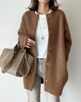 Rear view of the longline cardigan showing the relaxed fit