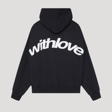 Oversized hoodie styled casually with relaxed fit shown full length
