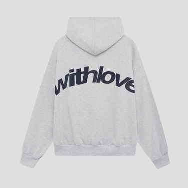 Detail shot of ribbed cuffs on oversized printed hoodie