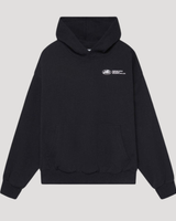 Close-up of graphic print detail on oversized womens hoodie