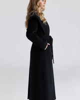 Wool Shawl Collar Coat with Belt and Oversized Silhouette