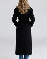 Wool Shawl Collar Coat with Belt and Oversized Silhouette