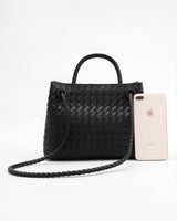 Close-up of the braided woven texture and metallic twist accent
