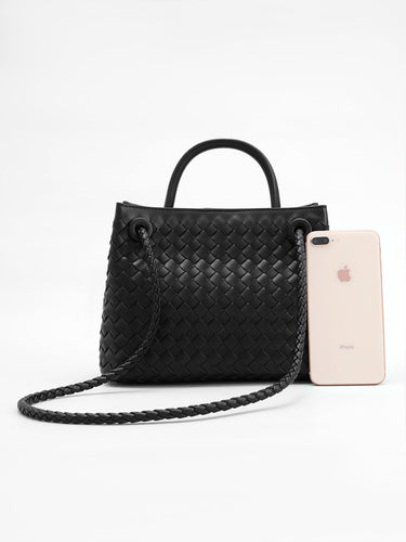 Close-up of the braided woven texture and metallic twist accent
