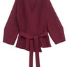 Wrap Blouse with Tie Waist and Long Sleeves