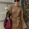 Wrap Dress with Long Sleeves and Draped Detail