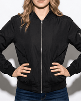 Zip-Front Bomber Jacket with Ribbed Cuffs