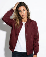 Zip-Front Bomber Jacket with Ribbed Cuffs