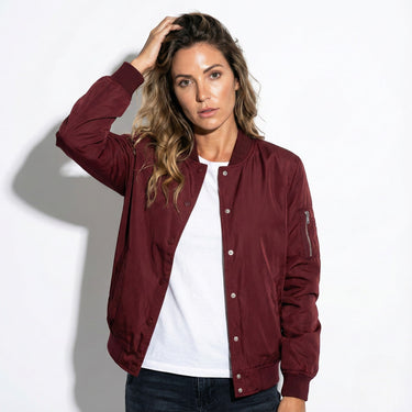 Zip-Front Bomber Jacket with Ribbed Cuffs