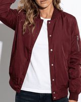 Zip-Front Bomber Jacket with Ribbed Cuffs