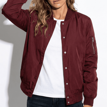 Zip-Front Bomber Jacket with Ribbed Cuffs