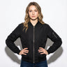 Zip-Front Bomber Jacket with Ribbed Cuffs
