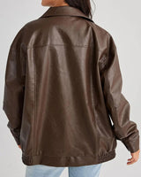 Zip-Front Leather Bomber Jacket
