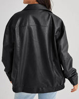 Zip-Front Leather Bomber Jacket