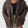 Zip-Front Leather Bomber Jacket